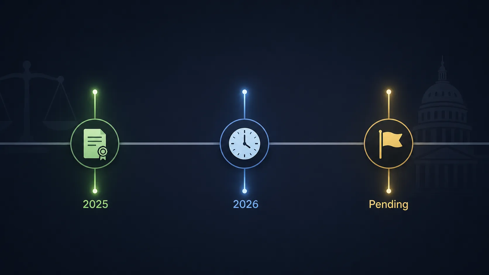 Timeline showing recent and pending doxxing-law changes in 2025 and 2026