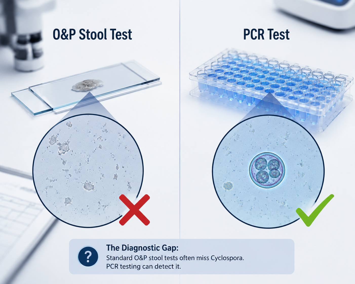 Comparison of standard ova-and-parasite stool testing with Cyclospora-specific PCR testing