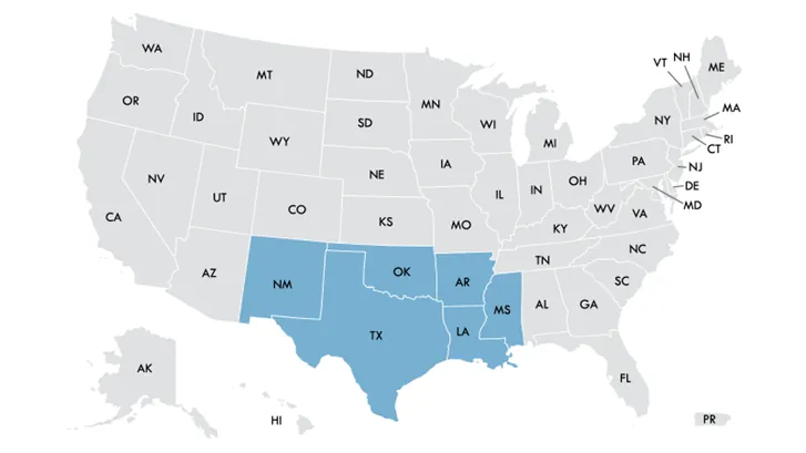 FDA product distribution map for July 2026 Salmonella egg recall showing affected distribution states