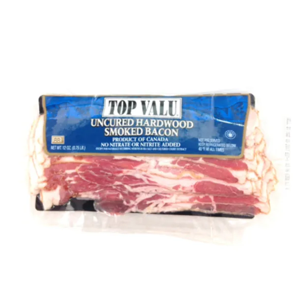 TOP VALU Uncured Hardwood Smoked Bacon retail package
