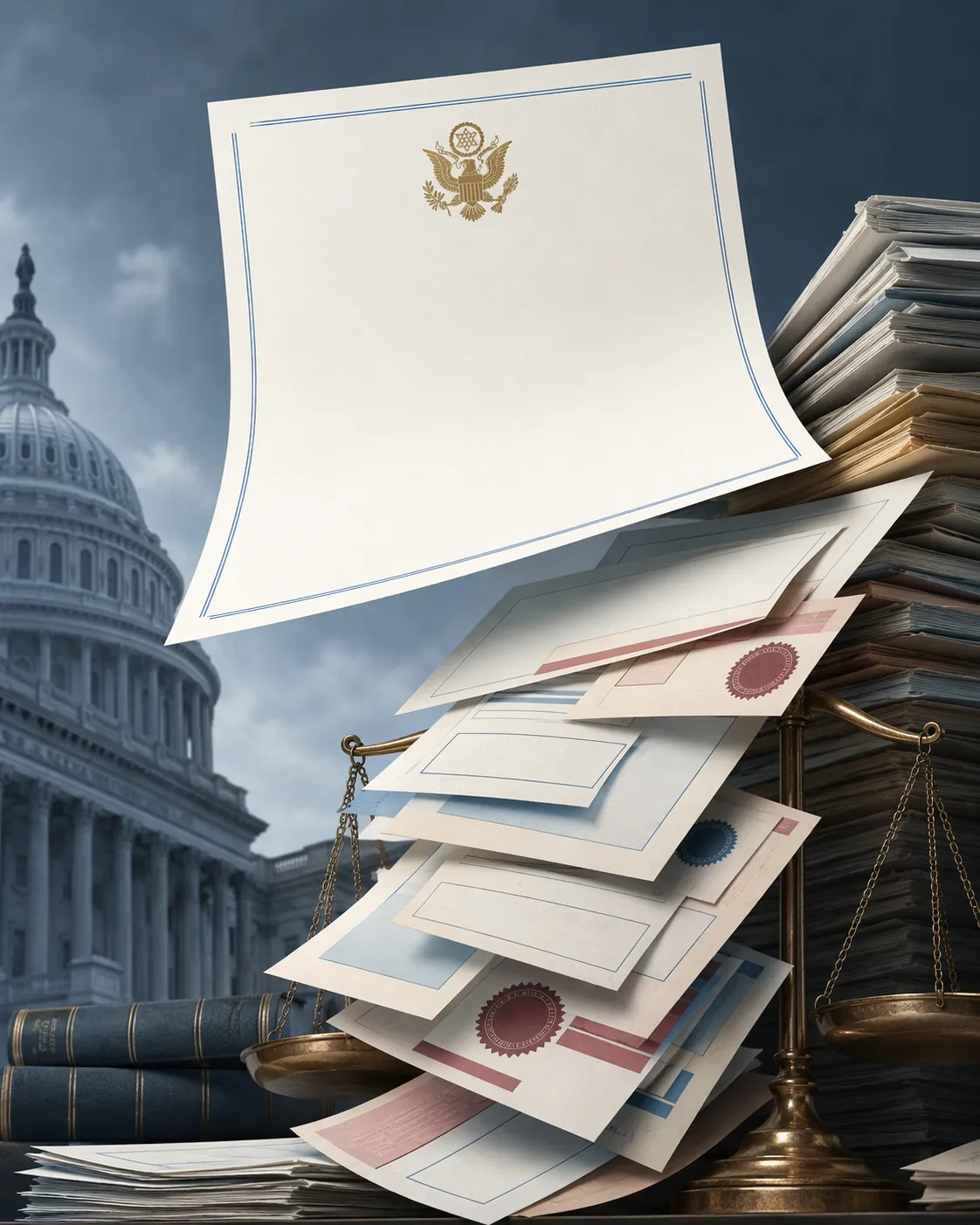 Congressional oversight letter above immigration civil fine notices and legal documents