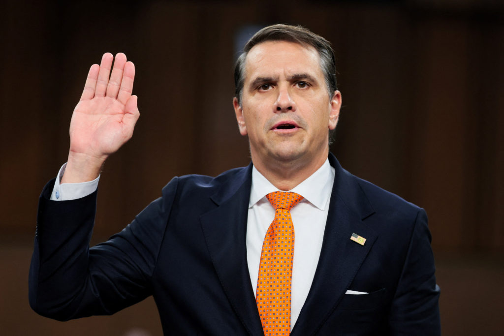 Todd Blanche seated before the Senate Judiciary Committee during his attorney general confirmation hearing