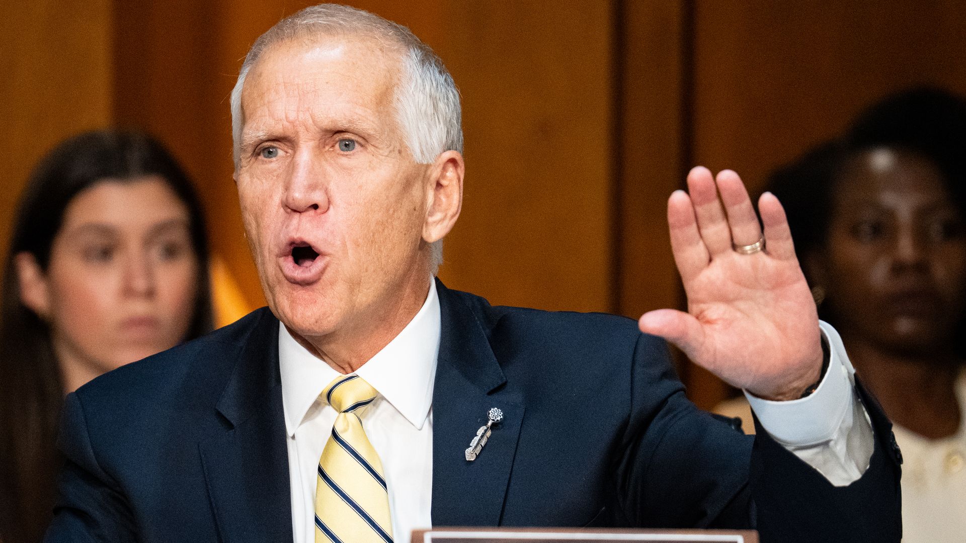 Sen. Thom Tillis speaking at a Senate Judiciary Committee hearing on July 16, 2026