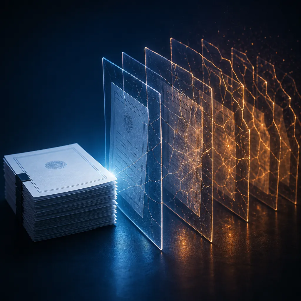 Verified case documents diverging into cracked AI-generated duplicate panels