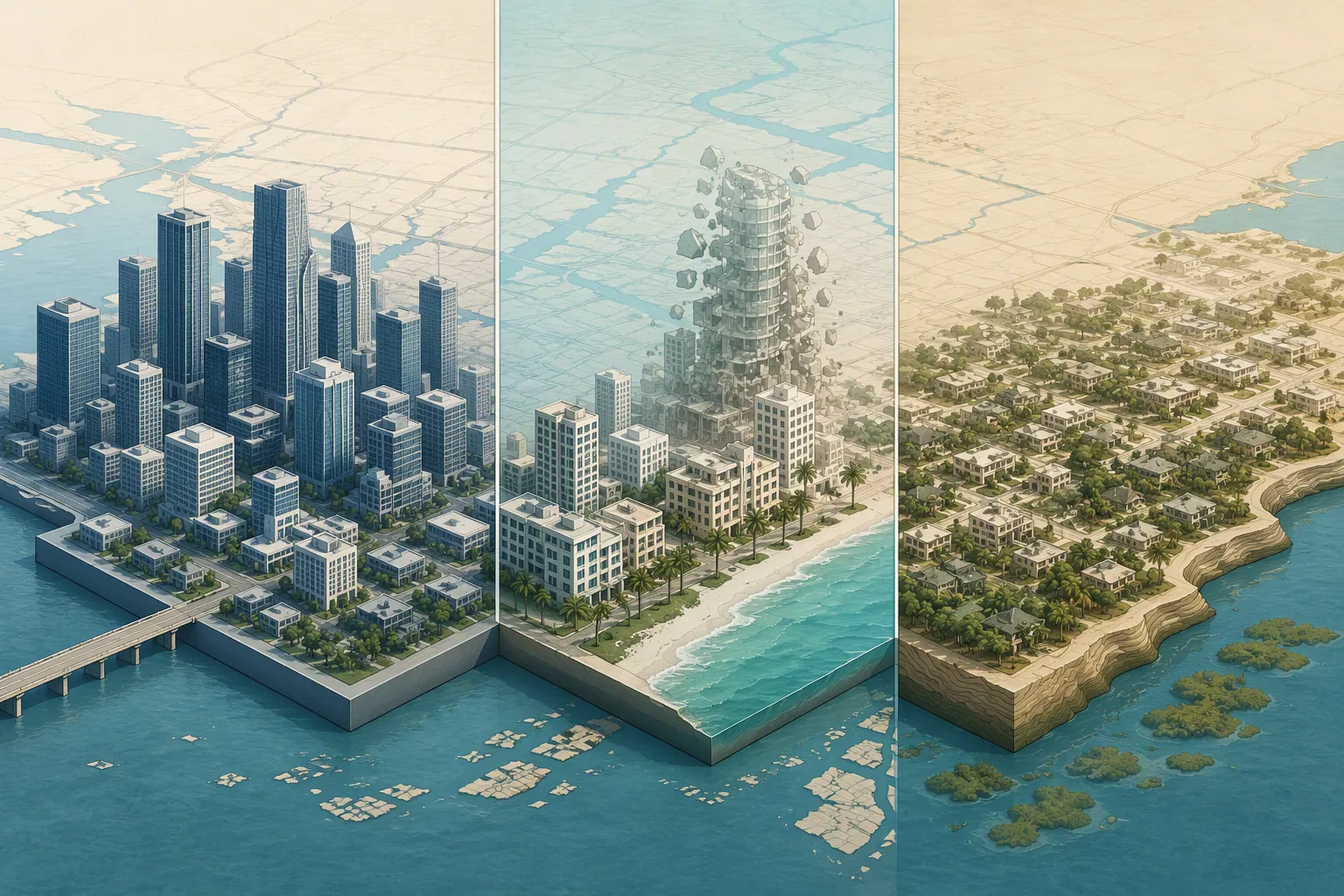 Editorial graphic showing three adjacent legal-outcome panels for Miami-area short-term rental enforcement