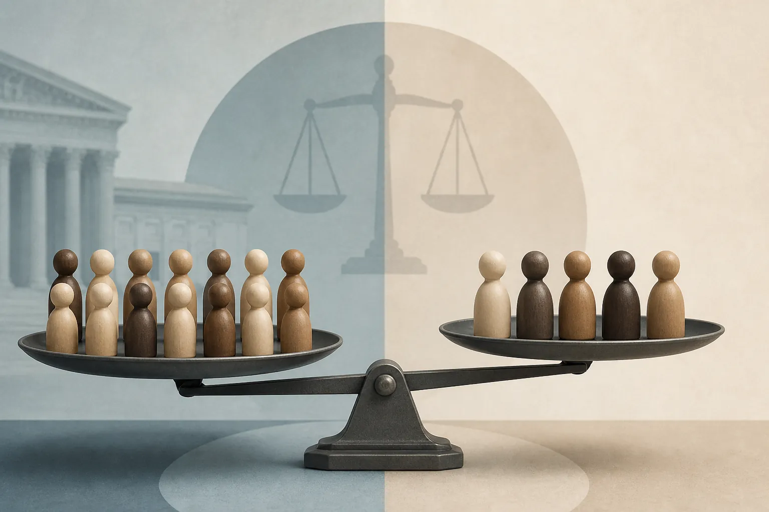 Conceptual illustration: Illustration comparing minority representation in twelve-person and six-person samples