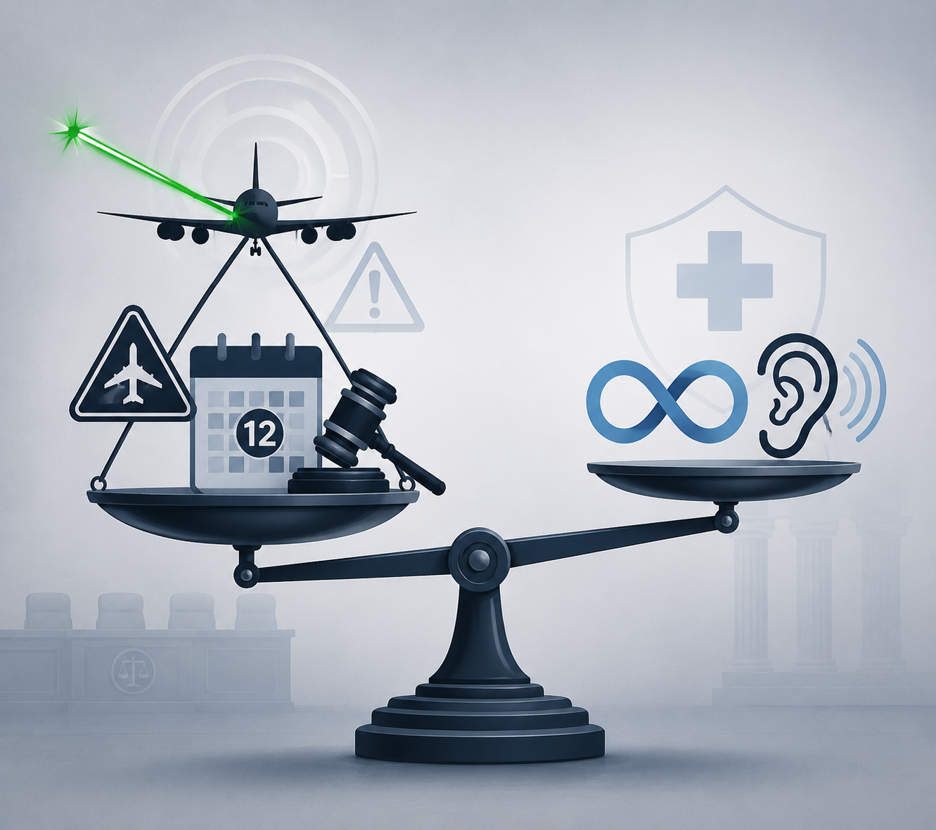 Legal scale balancing aviation safety deterrence against disability-related mitigation