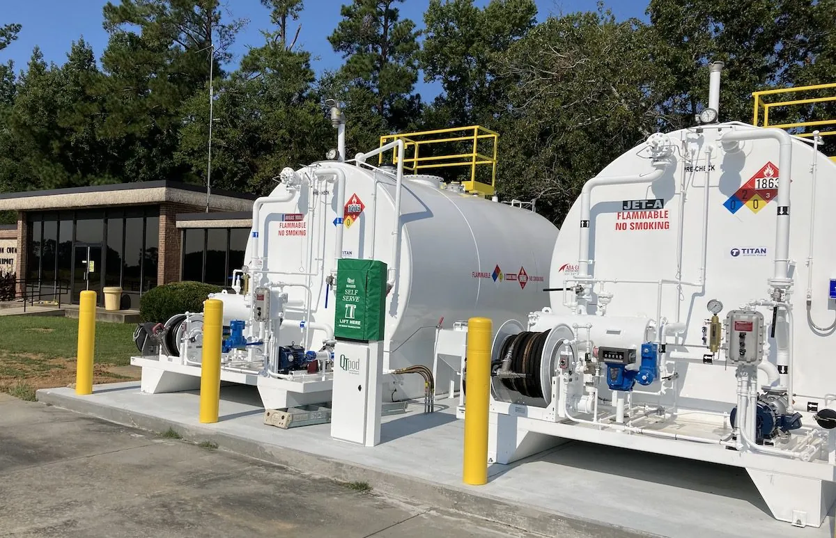 Self-service 100LL avgas fuel dispenser at a general aviation airport