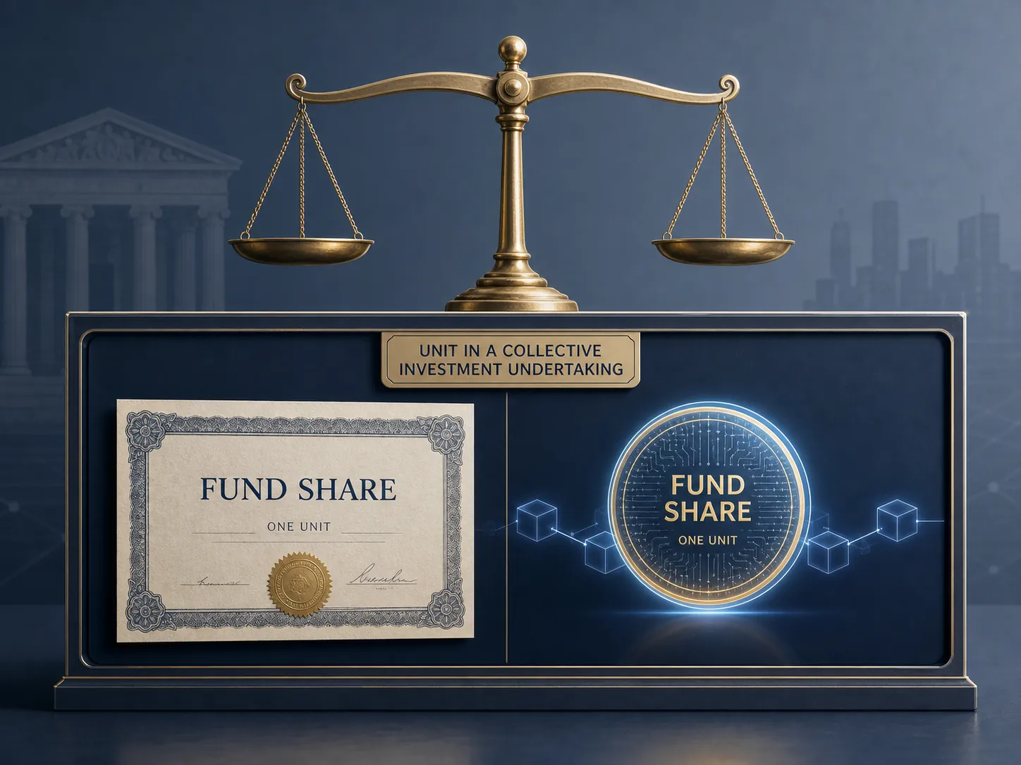 Paper fund share certificate and digital token inside the same classification box