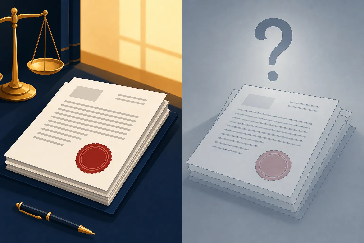Illustration separating sealed complaint documents from faded unresolved allegations