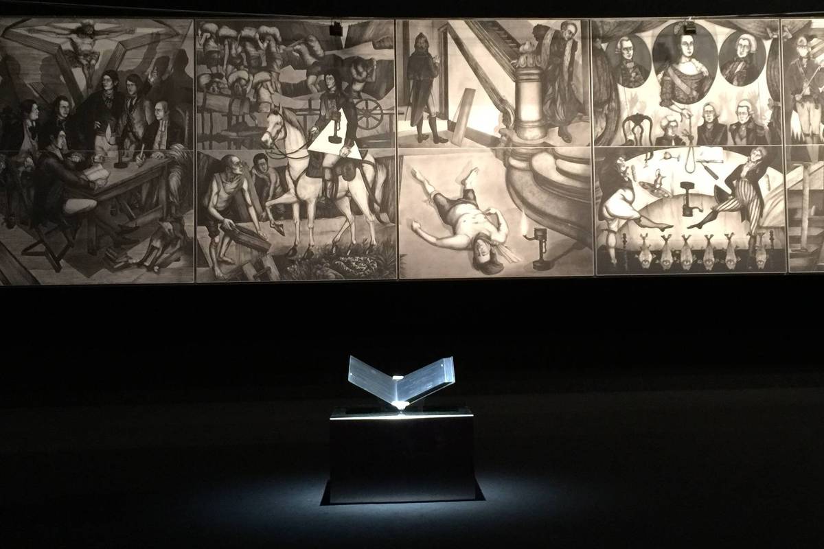 The Livro de Aço displayed open inside the Panteão da Pátria in Brasília