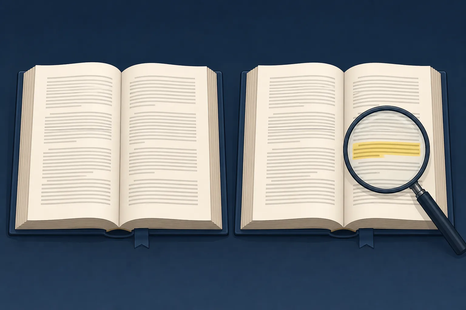 Two open statute books compared under a magnifying glass to show a small statutory change