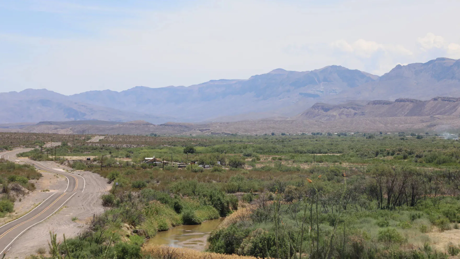Border barrier section in the Big Bend region of West Texas near the Rio Grande