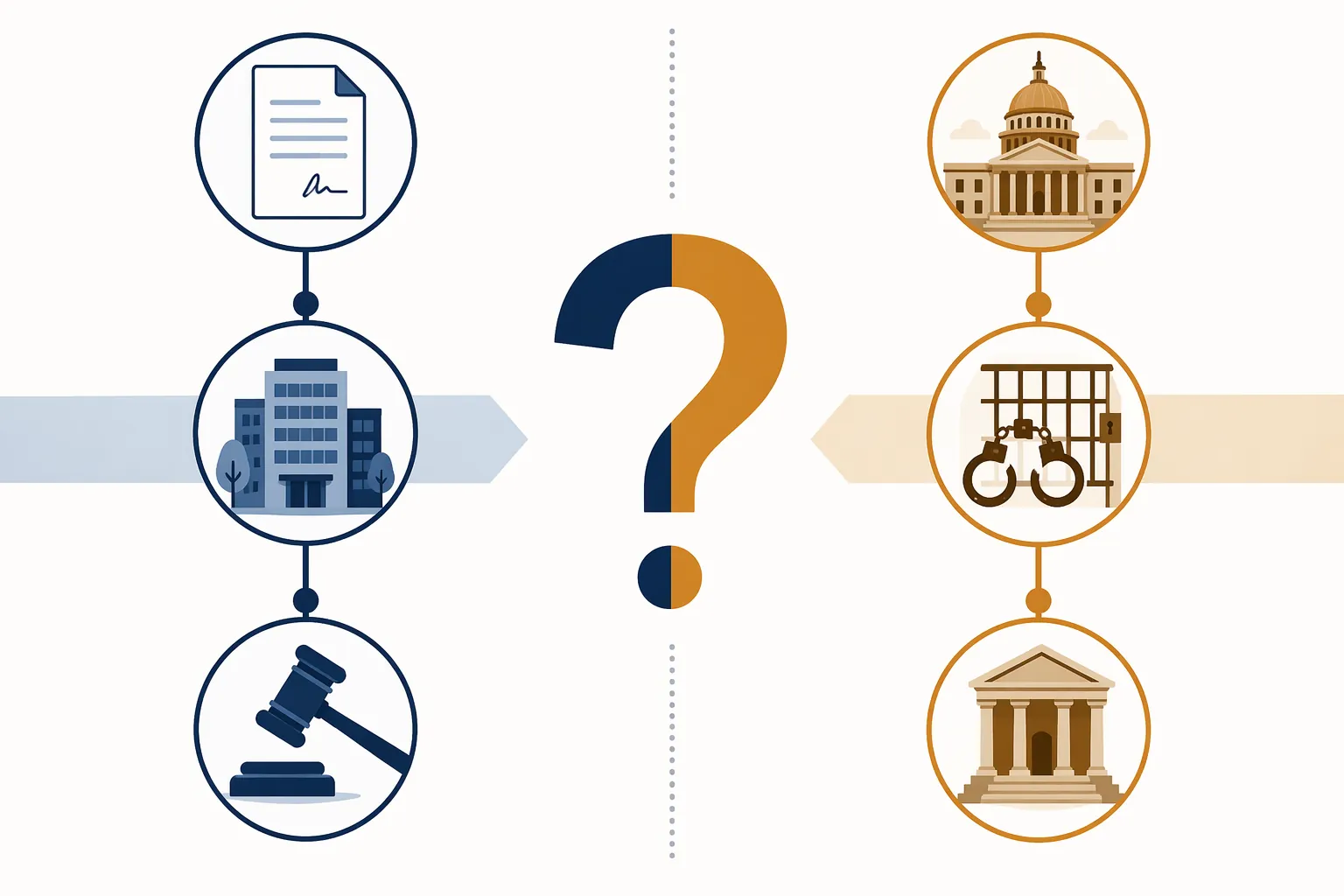 Editorial diagram comparing RLA arbitration and sovereign enforcement legal pathways
