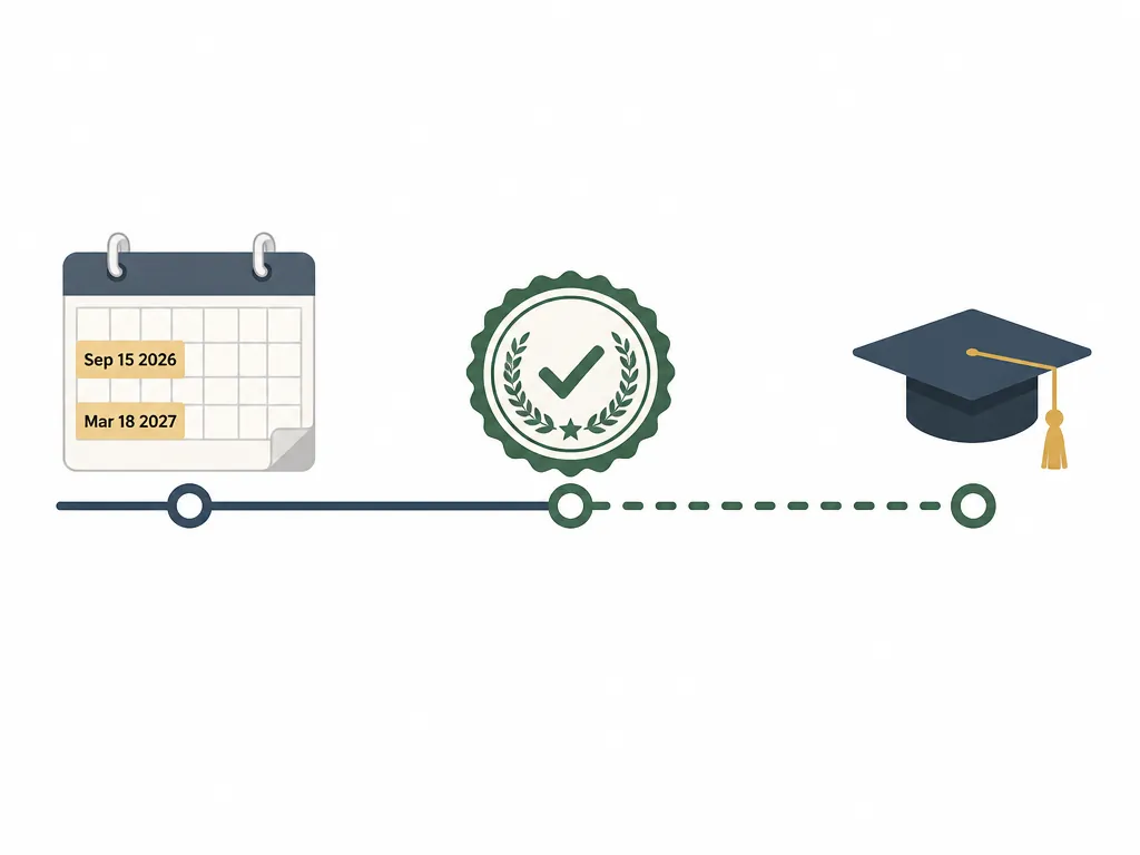 Compliance timeline highlighting September 15 2026 and March 18 2027 with an OPT transition lane