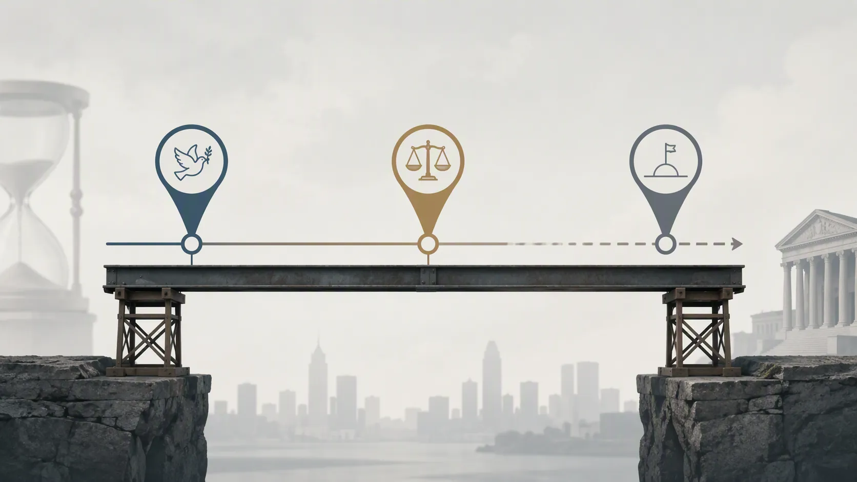 A temporary legal timeline with three expiration markers