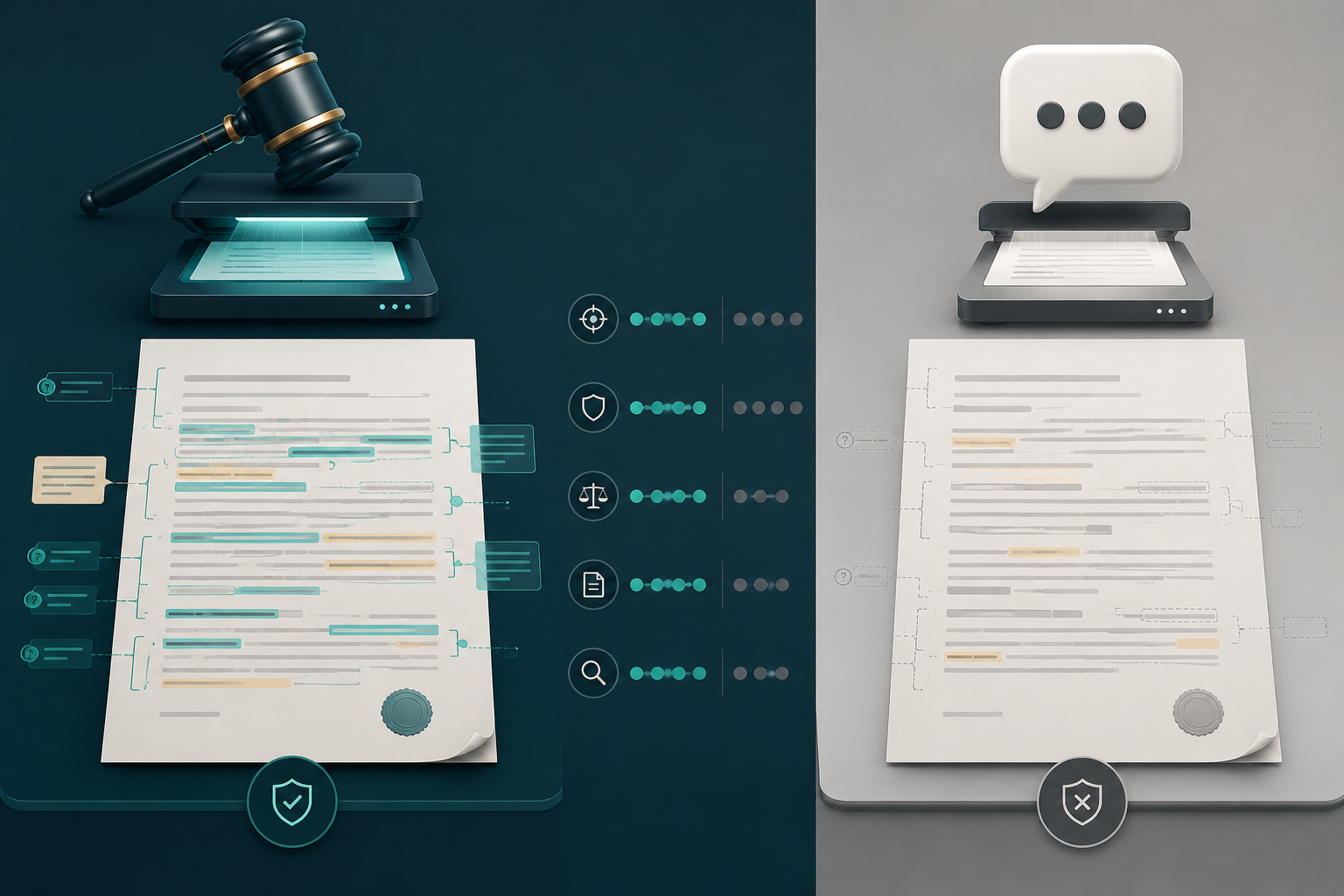 Purpose-built legal AI compared with a generic chatbot reviewing the same contract