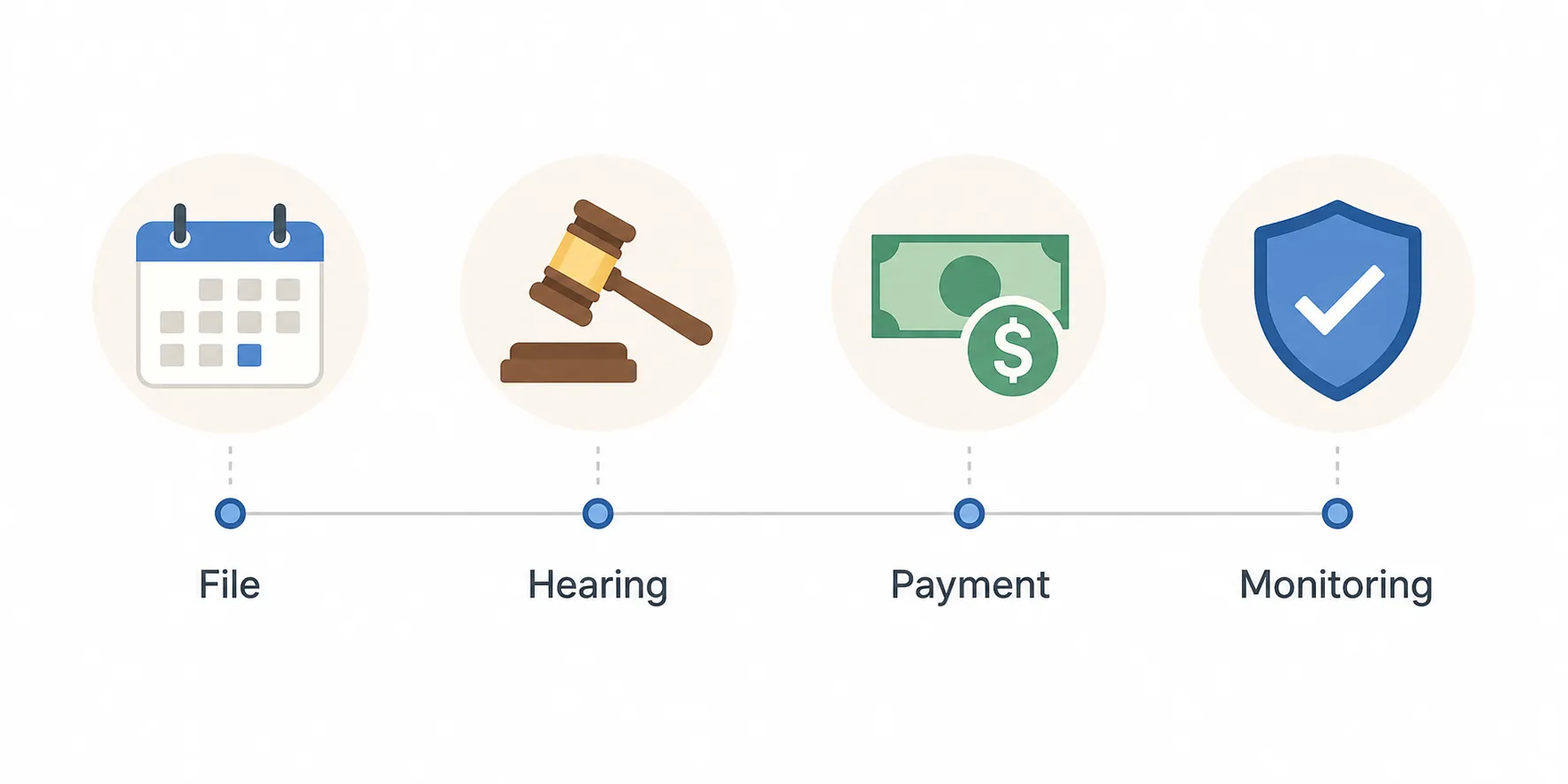 Timeline showing filing deadline, final approval hearing, payment, and credit monitoring milestones